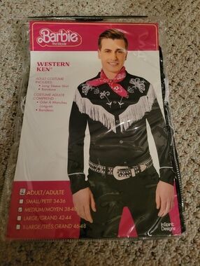 Barbie Black Western Ken Costume Fringe Shirt And Bandana